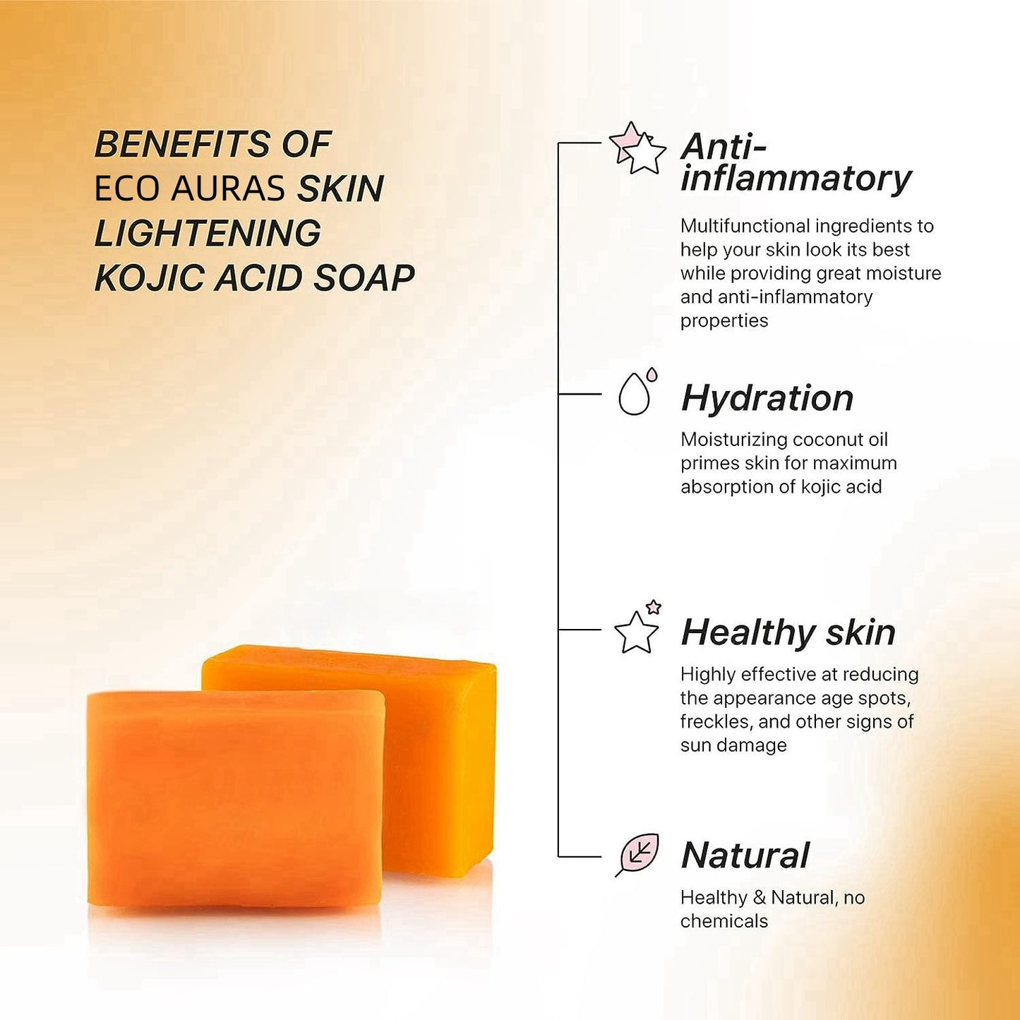 Kojic Acid Soap for Hyperpigmentation | 3-Pack Brightening Soap" Turmeric Lemon Soap